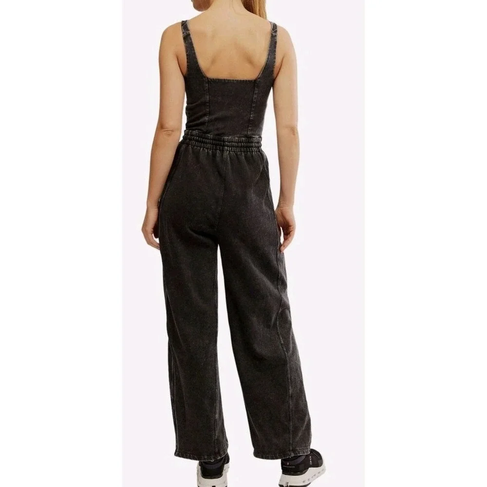 Free People Inbound Stretch Cotton Jumpsuit Washed Gray Size M NWOT $128